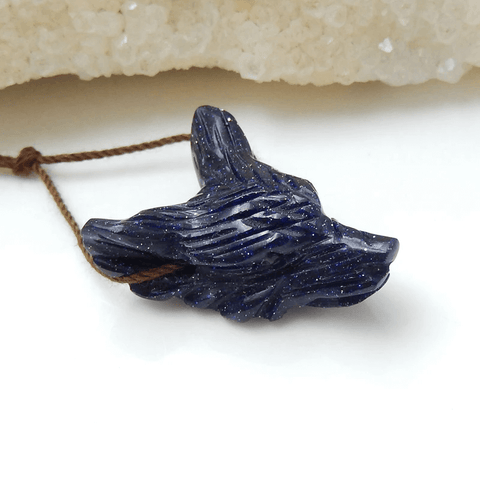 Customizable 35mm Natural Gemstone Carved Wolf Head Pendant