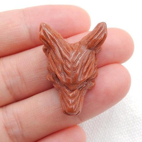 Customizable 35mm Natural Gemstone Carved Wolf Head Pendant