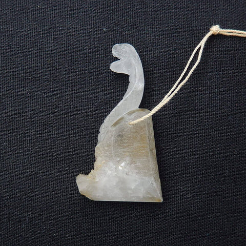 Sale 1 Piece Unique Hand Carved Cobra Snake Clear Ghost Quartz Pendant Stone, 46-65mm - MyGemGarden