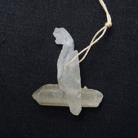 Sale 1 Piece Unique Hand Carved Cobra Snake Clear Ghost Quartz Pendant Stone, 46-65mm - MyGemGarden