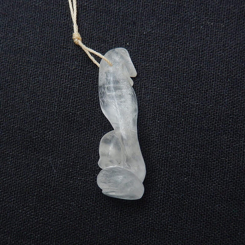 Sale 1 Piece Unique Hand Carved Cobra Snake Clear Ghost Quartz Pendant Stone, 46-65mm - MyGemGarden