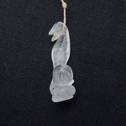 Sale 1 Piece Unique Hand Carved Cobra Snake Clear Ghost Quartz Pendant Stone, 46-65mm - MyGemGarden