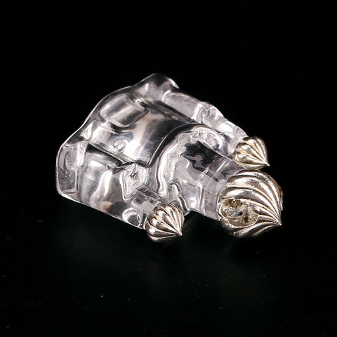 Clear Quartz Carved Castle with 925 Sterling Silver Pendant 26x20x10mm, 6.7g