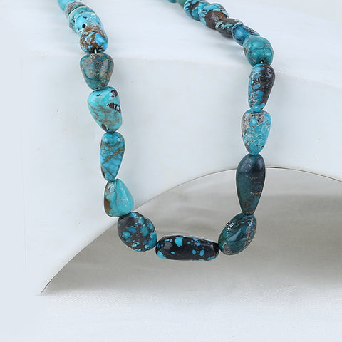 Turquoise Gemstone Necklaces, Natural Turquoise Gemstone Necklaces, 925 Sterling Silver Findings, 1 Strand, 20 inch, 65g