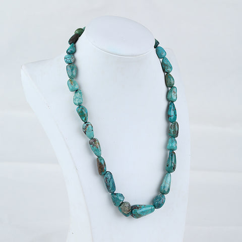 Turquoise Gemstone Necklaces, Natural Turquoise Gemstone Necklaces, 925 Sterling Silver Findings, 1 Strand, 18 inch, 60g