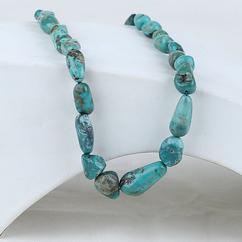 Turquoise Gemstone Necklaces, Natural Turquoise Gemstone Necklaces, 925 Sterling Silver Findings, 1 Strand, 18 inch, 60g