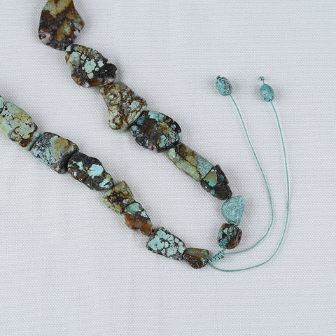 Raw Gemstone Necklaces, Natural Turquoise Gemstone Necklaces, Adjustable Necklace, 1 Strand, 20-30 inch, 105g