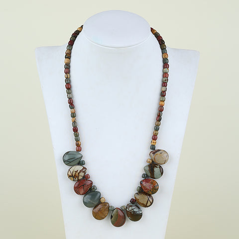 1 Strand Natural Multi-Color Picasso Jasper Beads for Necklace 20-28 inch, 55g