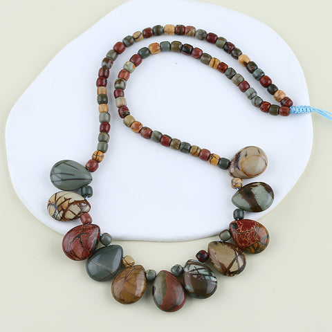 1 Strand Natural Red Creek Jasper Beads for Necklace 20-28 inch, 55g