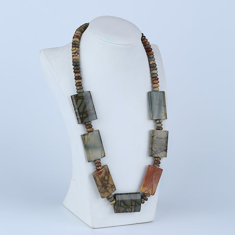 1 Strand Natural Multi-Color Picasso Jasper Beads for Necklace 22-32 inch 140g