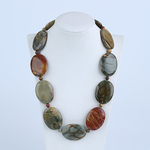 1 Strand Natural Red Creek Jasper Beads for Necklace 20-28 inch, 185g