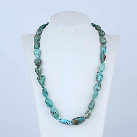 Natural Turquoise Necklace, Handmade Jewelry, Adjustable Necklace, 1 Strand, 18-26 inch, 66g