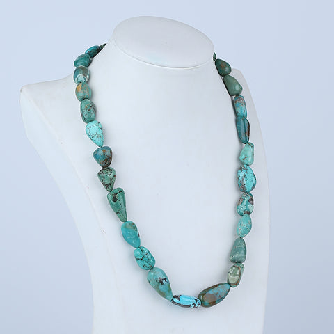 Natural Turquoise Necklace, Handmade Jewelry, Adjustable Necklace, 1 Strand, 18-26 inch, 66g