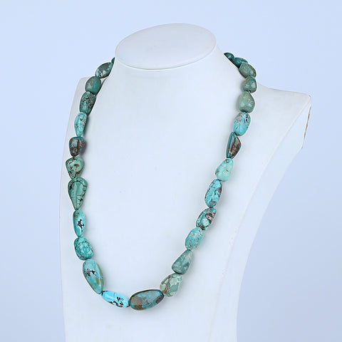 Natural Turquoise Necklace, Handmade Jewelry, Adjustable Necklace, 1 Strand, 18-26 inch, 66g