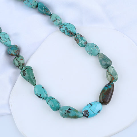 Natural Turquoise Necklace, Handmade Jewelry, Adjustable Necklace, 1 Strand, 18-26 inch, 66g