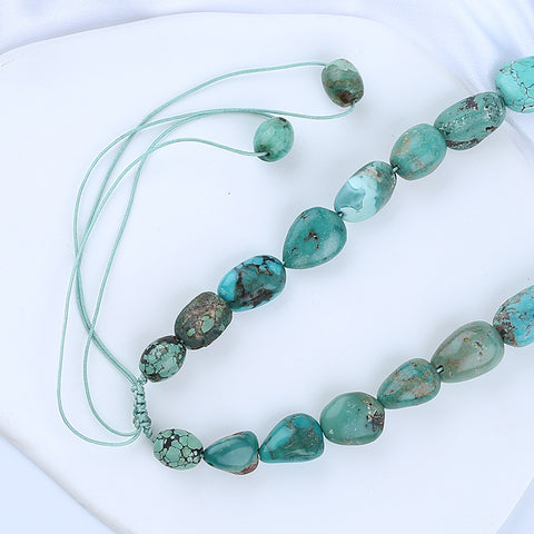 Natural Turquoise Necklace, Handmade Jewelry, Adjustable Necklace, 1 Strand, 18-26 inch, 66g