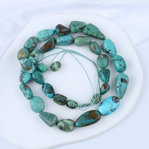 Natural Turquoise Necklace, Handmade Jewelry, Adjustable Necklace, 1 Strand, 18-26 inch, 66g