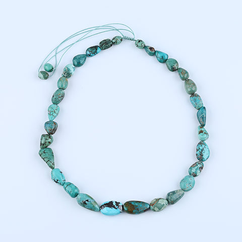 Natural Turquoise Necklace, Handmade Jewelry, Adjustable Necklace, 1 Strand, 18-26 inch, 66g