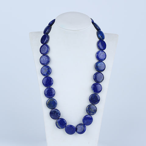 Natural Lapis Lazuli Jewelry Necklace, Round Shape, Handmade Jewelry, 1 Strand, 20 inch, 126.4g