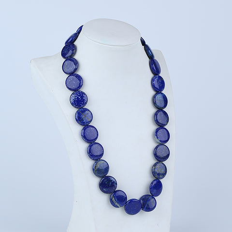 Natural Lapis Lazuli Jewelry Necklace, Round Shape, Handmade Jewelry, 1 Strand, 20 inch, 126.4g