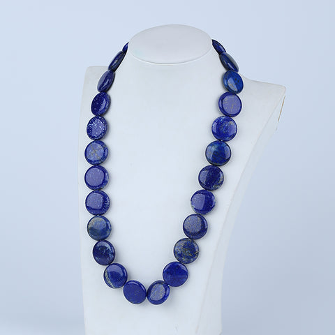 Natural Lapis Lazuli Jewelry Necklace, Round Shape, Handmade Jewelry, 1 Strand, 20 inch, 126.4g