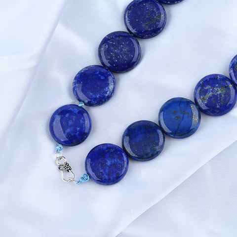 Natural Lapis Lazuli Jewelry Necklace, Round Shape, Handmade Jewelry, 1 Strand, 20 inch, 126.4g