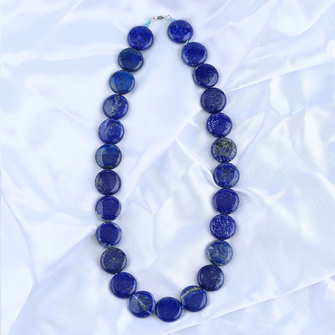 Natural Lapis Lazuli Jewelry Necklace, Round Shape, Handmade Jewelry, 1 Strand, 20 inch, 126.4g