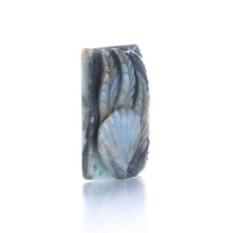 Sale 1 Piece Unique Hand Carved Angel Fish Multicolor Amazonite Pendant Stone, 34-41mm - MyGemGarden