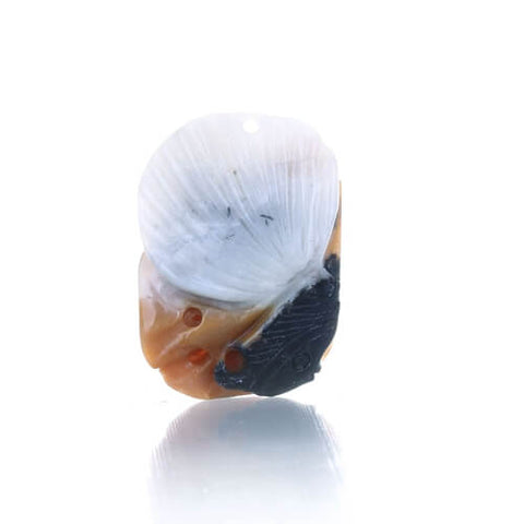 Sale 1 Piece Unique Hand Carved Angel Fish Multicolor Amazonite Pendant Stone, 34-41mm - MyGemGarden