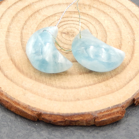 Natural Blue Aquamarine Earring Beads 18x12x7mm, 4.5g