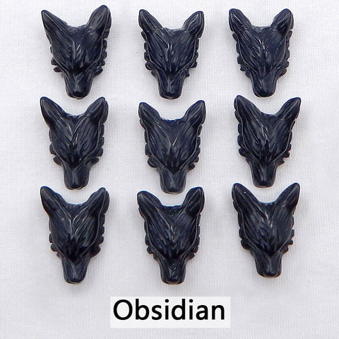 Natural Gemstones Hand-carved Wolf Head Pendant Beads 23mm (Customizable)