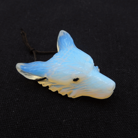 Personnalisé ! Pendentif tête de loup sculpté en pierres précieuses naturelles, 38 x 30 x 13 mm