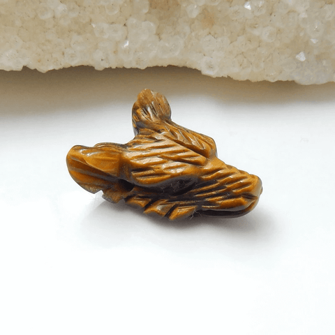 Customizable 35mm Natural Gemstone Carved Wolf Head Pendant