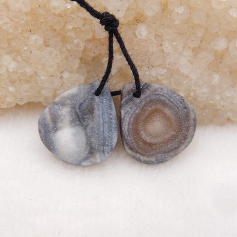 Natural Druzy Brazil Agate Earring Beads 18x16x4mm, 3.1g