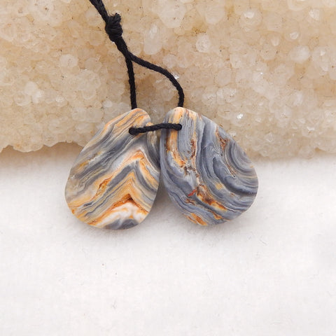 Paire de Boucles d'Oreilles Percées en Agate Druzy Brésil Naturelle, 20x14x6mm, 4.1g