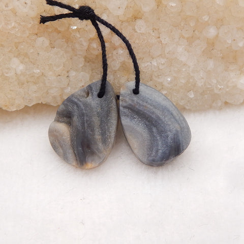 Paire de Boucles d'Oreilles Percées en Agate Druzy Brésil Naturelle, 20x14x6mm, 4.1g