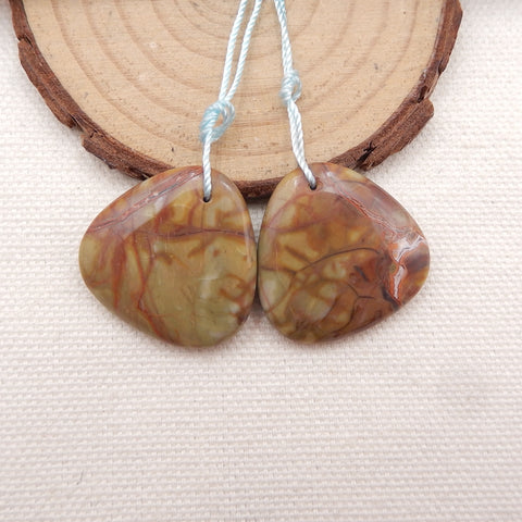 Natural Mushroom Jasper Earring Beads 25x25x6mm, 10.3g