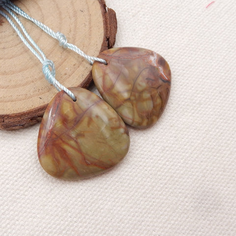 Natural Mushroom Jasper Earring Beads 25x25x6mm, 10.3g