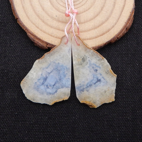 Natural Blue Lace Agate Earring Beads 38x24x2mm, 6.9g