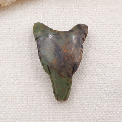 Natural Green Opal Carved wolf head Pendant Bead 32x23x10mm, 7.4g