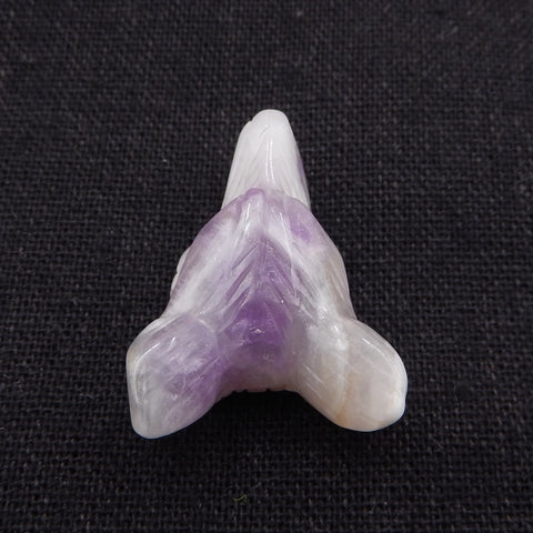 Pierre pendentif tête de loup sculptée à la main en améthyste violette, 31x22x13mm, 8.7g