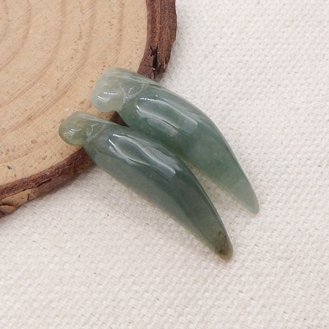 Paire de Boucles d'Oreilles Percées en Agate Verte Naturelle, 30x9x8mm, 5.6g