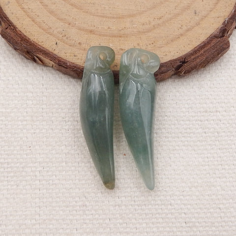 Paire de Boucles d'Oreilles Percées en Agate Verte Naturelle, 30x9x8mm, 5.6g