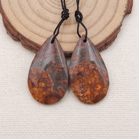 Natural Ocean Jasper Earring Beads 32x18x4mm, 6.5g