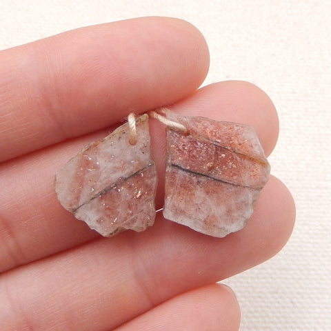 Natural Heliolite Sunstone Earring Beads 18x15x3mm, 2.6g