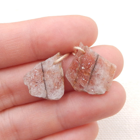 Natural Heliolite Sunstone Earring Beads 18x15x3mm, 2.6g