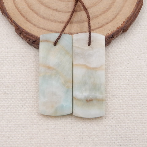 Paire de boucles d'oreilles rectangulaires percées en hémimorphite naturelle, 33x13x3 mm, 7,7 g