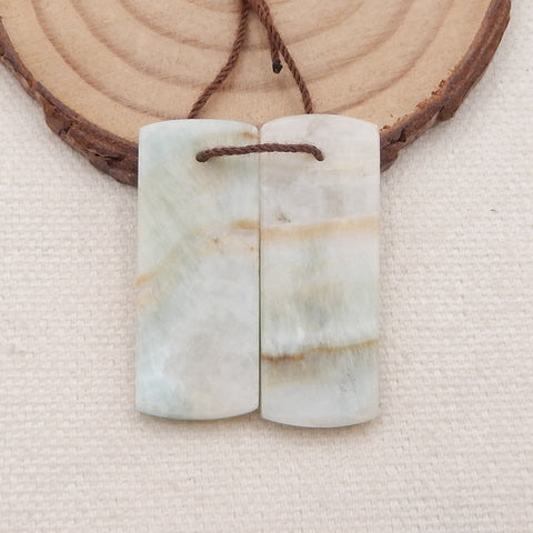 Paire de boucles d'oreilles rectangulaires percées en hémimorphite naturelle, 33x13x3 mm, 7,7 g