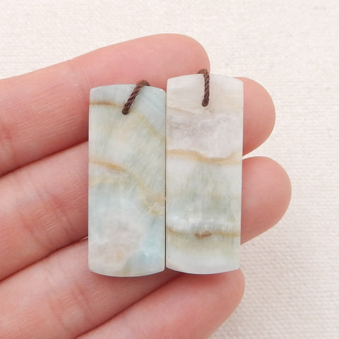 Paire de boucles d'oreilles rectangulaires percées en hémimorphite naturelle, 33x13x3 mm, 7,7 g