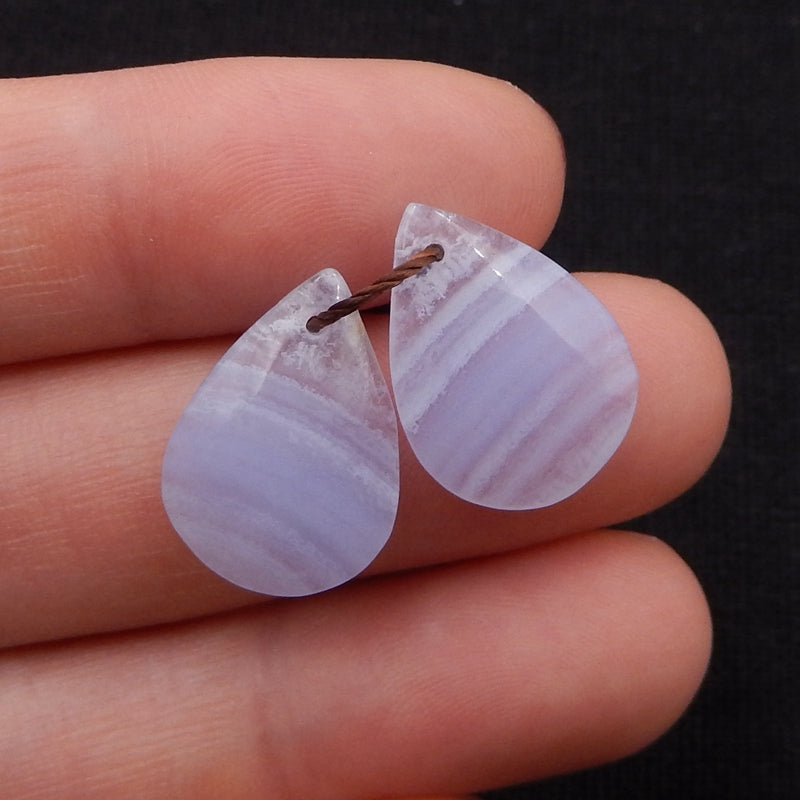 Natural Blue Lace Agate Earring Beads 17x12x4mm, 2.3g